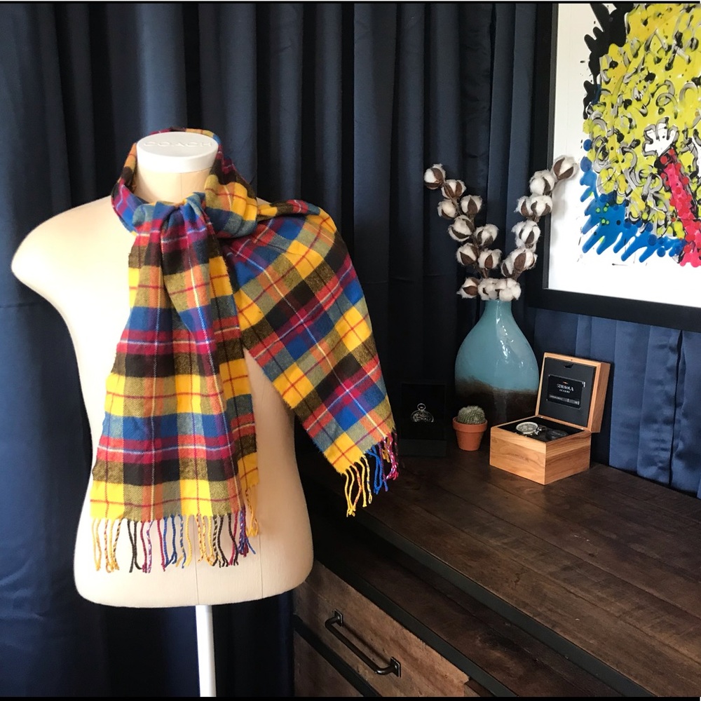 Plaid Cashmere Blend Scarf